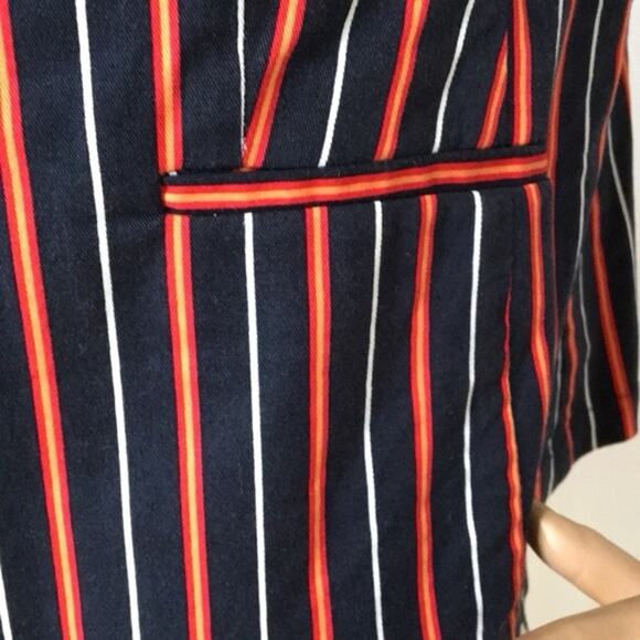 Classic preppy Talbots navy red Orange stripe stretch cotton jacket blazer 6P - Picture 3 of 7